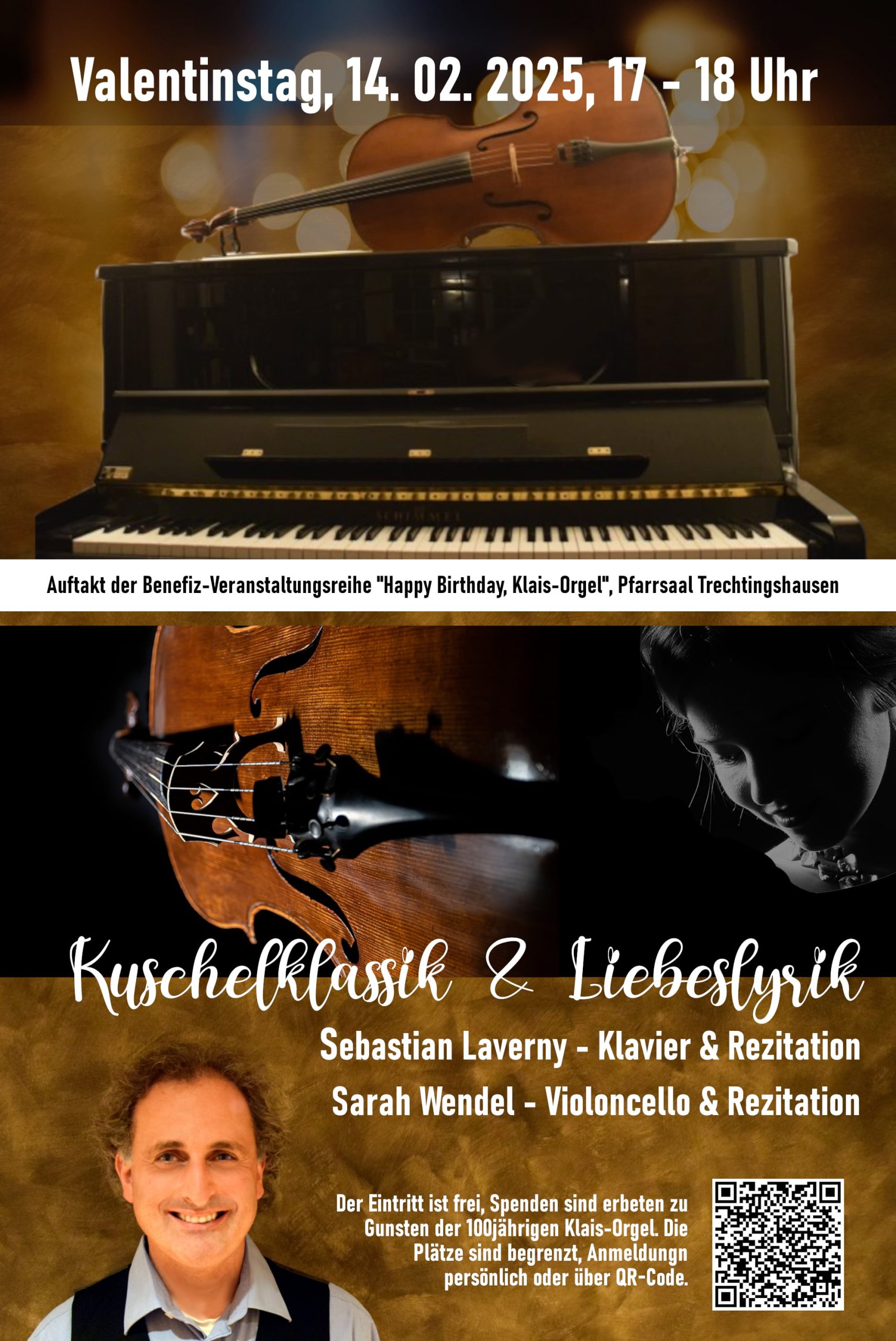 Candle-Light-Konzert zum Valentinstag: Kuschelklassik & Liebeslyrik. Auftakt der Benefiz-Veranstaltungsreihe \"Happy Birthday, Klais-Orgel!\"